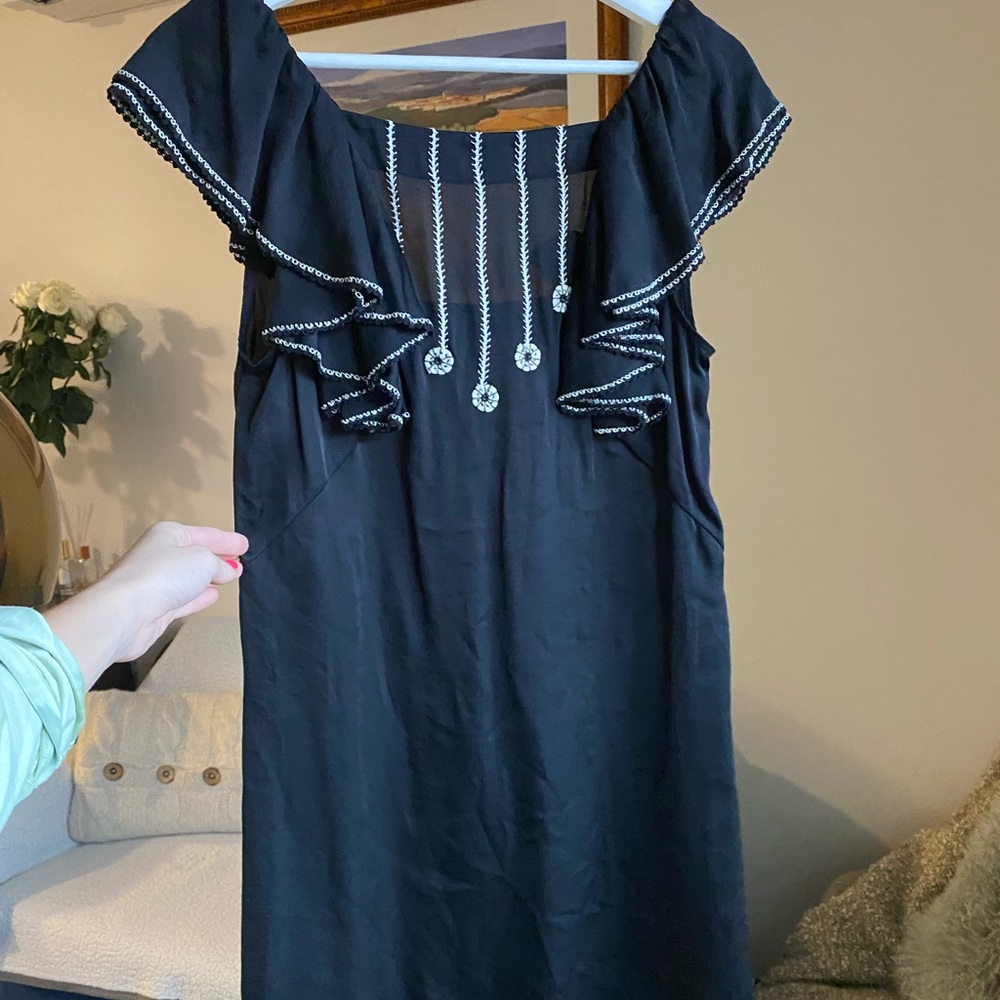 BCBG Black mini dress S size open upper back